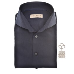 John Miller Fine Tricot Cotton Stretch Overhemd Donker Blauw