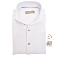 John Miller Fine Tricot Cotton Stretch Overhemd Wit