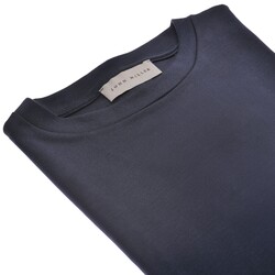 John Miller Fine Tricot Cotton Stretch T-Shirt Donker Blauw
