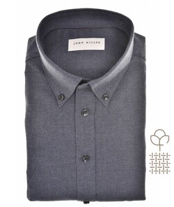 John Miller Flannel Organic Cotton Shirt Overhemd Donker Blauw