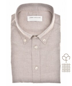 John Miller Flannel Organic Cotton Shirt Overhemd Licht Bruin