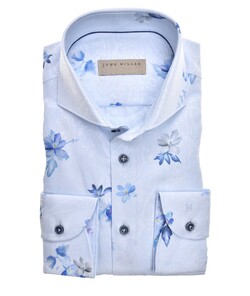 John Miller Floral Cutaway Subtle Paisley Overhemd Midden Blauw