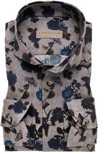 John Miller Floral Pattern Stretch Mouwlengte 7 Overhemd Midden Grijs