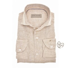 John Miller Full Linnen Mélange Overhemd Licht Bruin