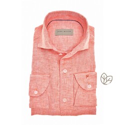 John Miller Full Linnen Mélange Overhemd Mid Orange