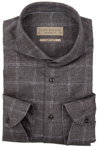 John Miller Herringbone Check Cutaway Tailored Fit Shirt Navy