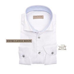 John Miller Hexagonal Collar Slim Fit Longer Sleeve Shirt White