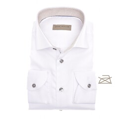 John Miller Hexagonal Collar Tailored Fit Overhemd Wit-Zand