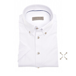 John Miller Hyperstretch Slim-Fit Short Sleeve Overhemd Wit