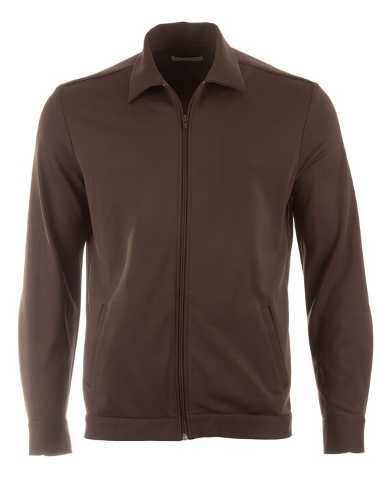 John Miller Hyperstretch Zipper Overshirt Dark Brown Melange