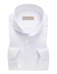 John Miller Knitted Back Non-Iron Shirt White Overhemd Wit