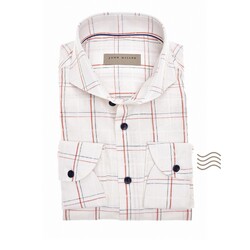 John Miller Large Duo Check Easy Care Cotton Overhemd Off White-Oranje