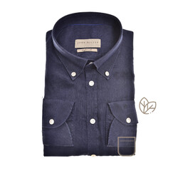 John Miller Linen Button-Down Tailored Fit Shirt Dark Evening Blue