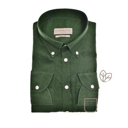 John Miller Linen Button-Down Tailored Fit Shirt Dark Green