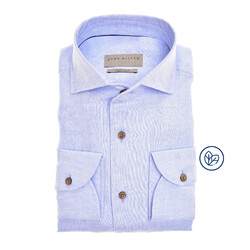 John Miller Linen Schiller Collar Tailored Shirt Light Blue