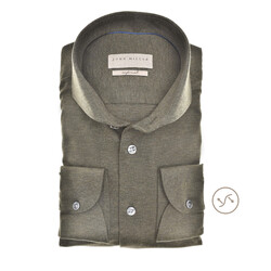 John Miller Long Sleeve Slim Fit Overhemd Donker Groen