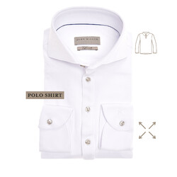 John Miller Long Sleeve Slim Stretch Poloshirt White