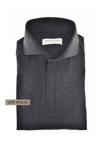 John Miller Long Sleeve Slim Zip Collar Hyperstretch Polo Navy