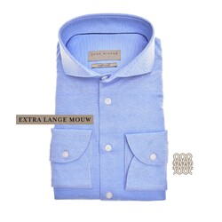 John Miller Longer Sleeve Tricot Cutaway Slim Shirt Mid Blue