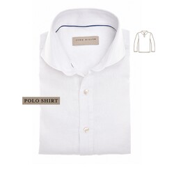John Miller Loose Fit Cutaway Collar Linnen Cotton Blend Polo Wit