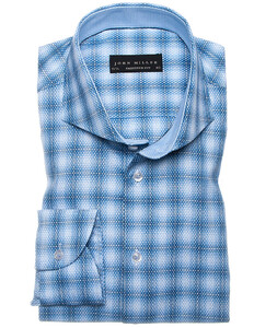John Miller Luxury Check Overhemd Midden Blauw