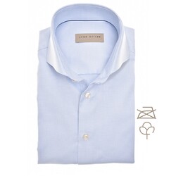 John Miller Luxury Cotton Non-Iron Fine-Structure Overhemd Licht Blauw