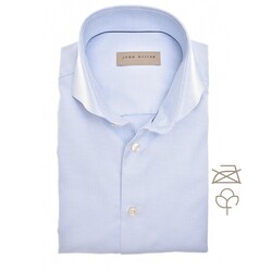 John Miller Luxury Cotton Non-Iron Fine-Structure Overhemd Licht Blauw