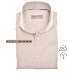 John Miller Luxury Cotton Non-Iron Fine-Structure Overhemd Zand