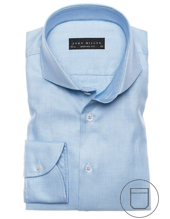 John Miller Luxury Fine Structure Shirt Mid Blue