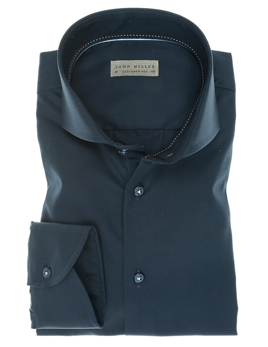 John Miller Luxury Plain Twill Overhemd Donker Blauw