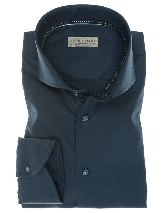 John Miller Luxury Plain Twill Overhemd Donker Blauw