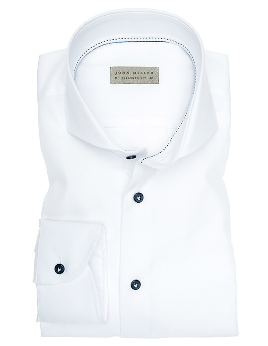 John Miller Luxury Plain Twill Overhemd Wit