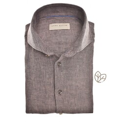 John Miller Luxury Pure Linen Overhemd Donker Bruin