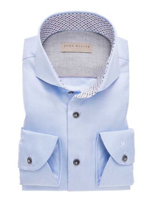 John Miller Luxury Structure Fashion Contrast Shirt Light Blue