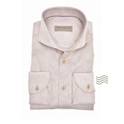 John Miller Melanged Uni Tailored Fit Overhemd Licht Bruin