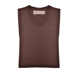 John Miller Merino R-Neck Trui Donker Rood