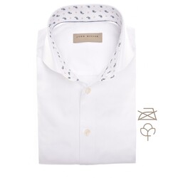 John Miller Mini Paisley Collar Contrast Overhemd Wit