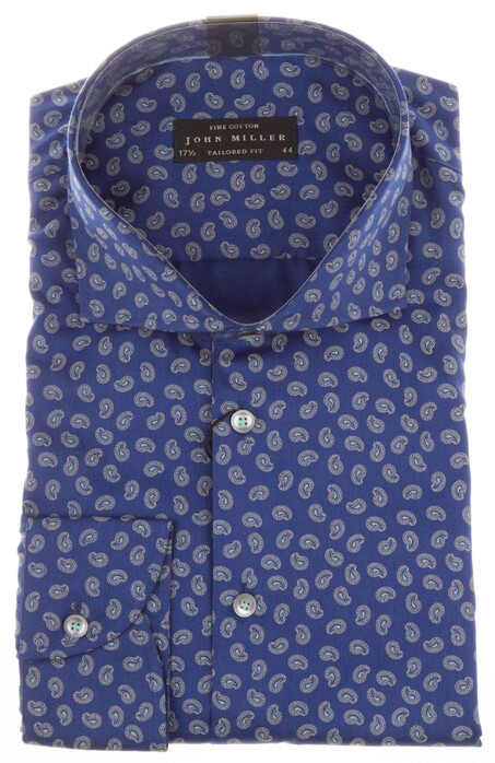 John Miller Modern Paisley Overhemd Donker Blauw