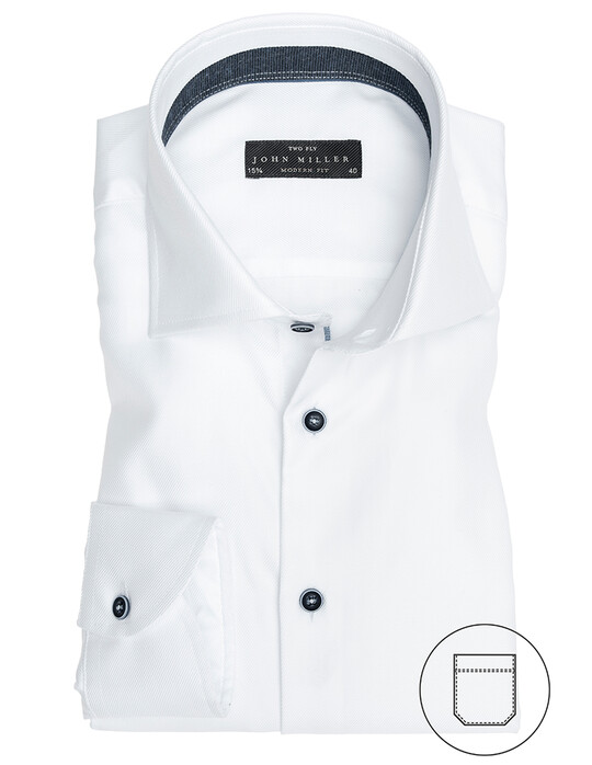 John Miller Modern Two-Ply Contrasted Shirt White