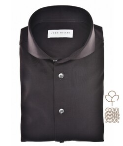 John Miller Natural Comfort Knitted Organic Cotton Shirt Overhemd Donker Bruin