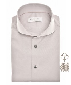 John Miller Natural Comfort Knitted Organic Cotton Shirt Overhemd Licht Grijs