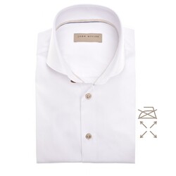 John Miller Non-Iron Cotton-Stretch Plain Button Contrast Shirt White