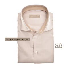 John Miller Non-Iron Fine-Structure Collar Contrast Overhemd Sandy