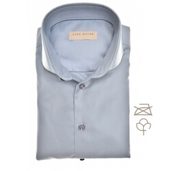 John Miller Non-Iron Fine Twill Overhemd Midden Blauw