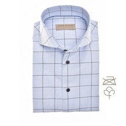 John Miller Non-Iron Supreme Check Overhemd Licht Blauw