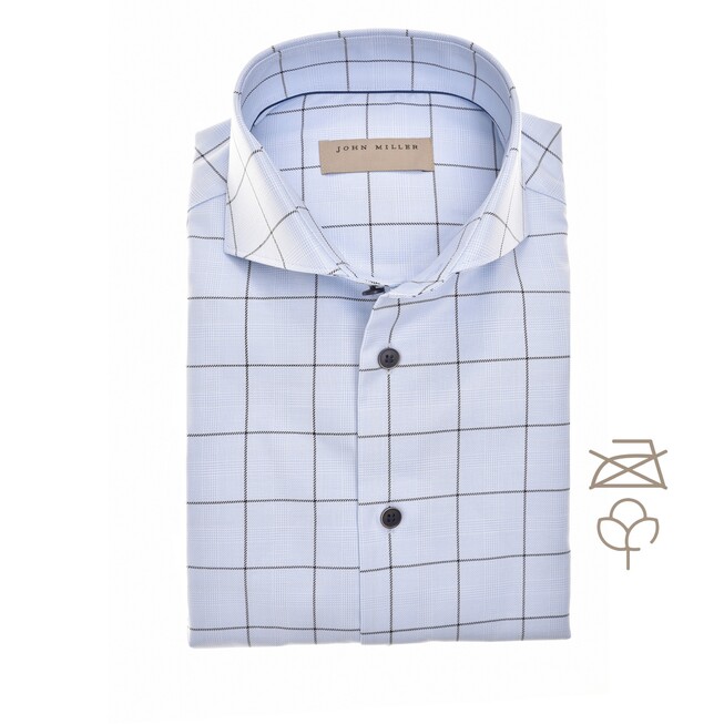 John Miller Non-Iron Supreme Check Shirt Light Blue