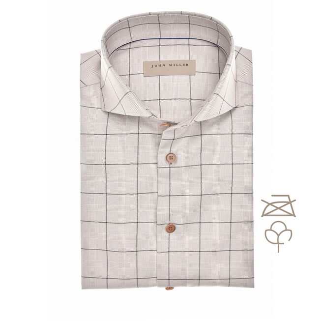 John Miller Non-Iron Supreme Check Shirt Light Brown