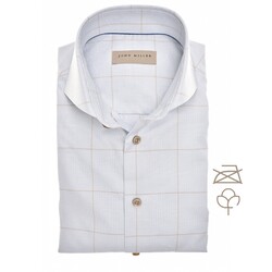 John Miller Non-Iron Windowpane Check Overhemd Blauw