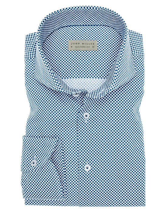 John Miller Non-Round Fashion Dot Overhemd Donker Blauw