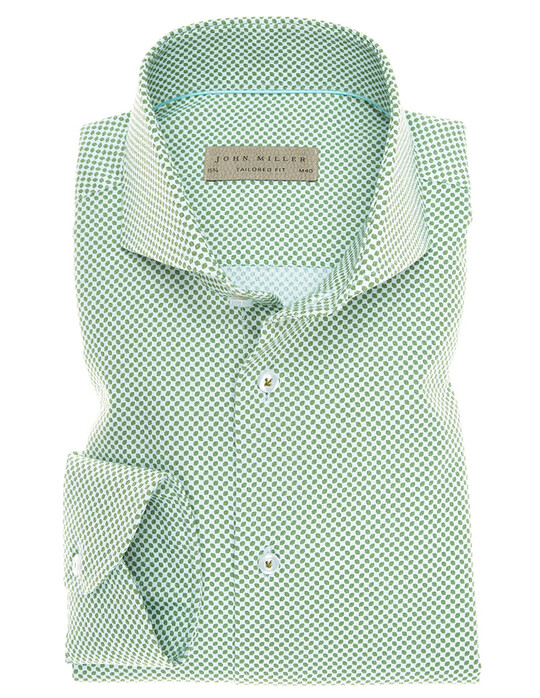 John Miller Non-Round Fashion Dot Overhemd Midden Groen
